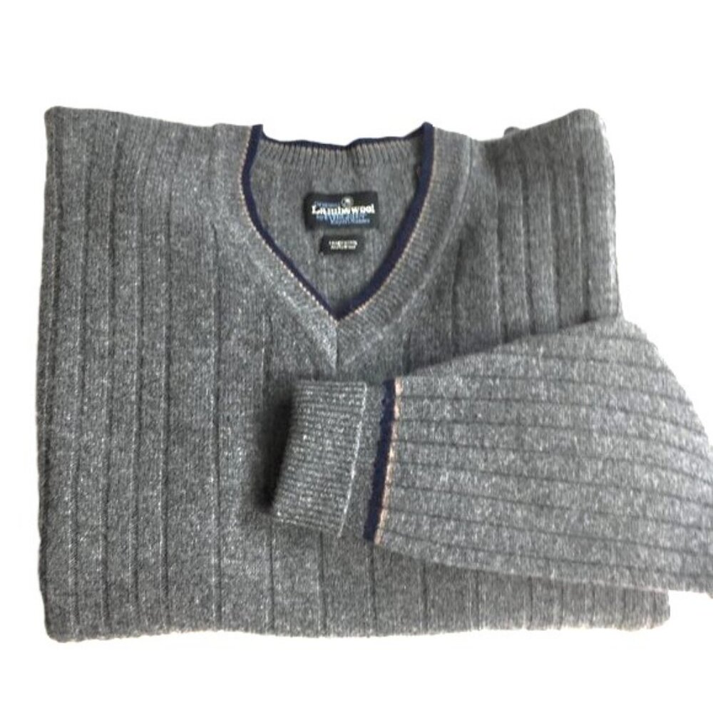 VTG Original 100% Lambswool Dark Grey Sweater by Evergreen Size Large